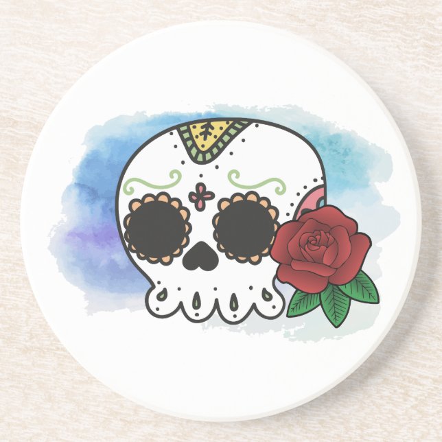 Dia de los Muertos Sugar Skull Getränkeuntersetzer (Vorne)