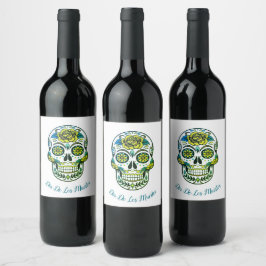 Dia De Los Muertos Sugar Skull Party White Weinetikett