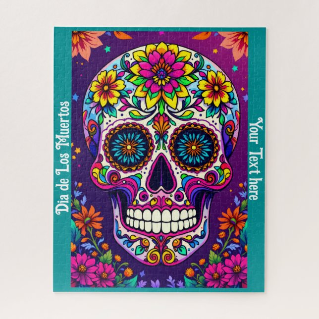 Dia de Los Muertos Sugar Skull Personalisierter Te (Vertikal)