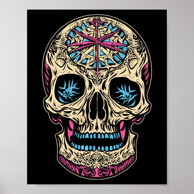 Dia De Los Muertos Sugar Skull Poster (Vorne)