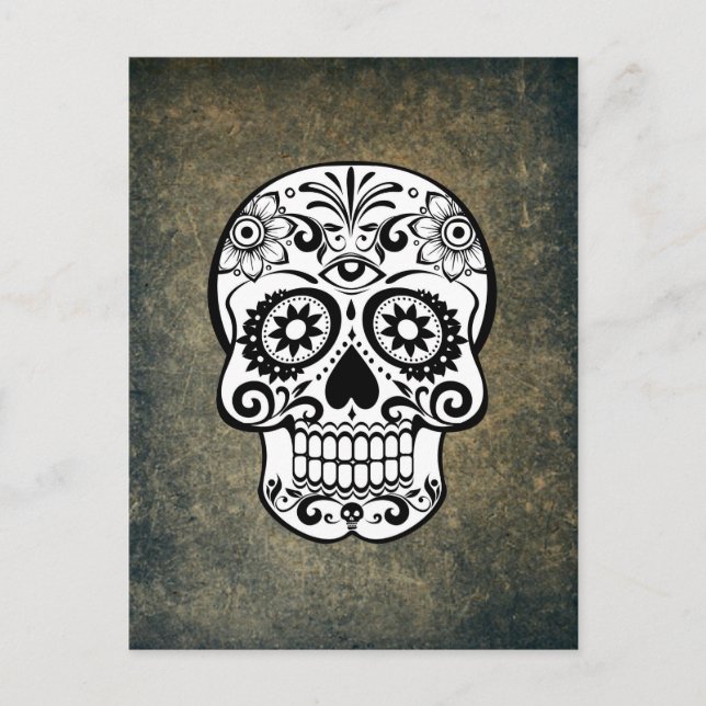 Dia De Los Muertos Sugar Skull Postkarte (Vorderseite)