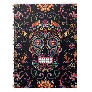 Dia de los Muertos Sugar Skull Spiral Notebook Notizblock