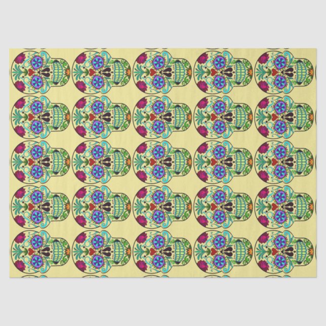 Dia de los Muertos Sugar Skull Tissue Wrap Seidenpapier (Vorderseite)