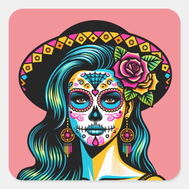Día de los Muertos Tag der Toten Stickers (Vorderseite)
