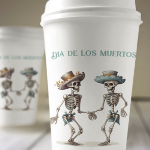Dia de los Muertos tanzende Skelette anpassbar Pappbecher