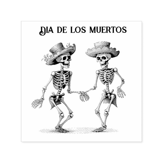 Dia de los Muertos tanzende Skelette anpassbar Permastempel (Design)