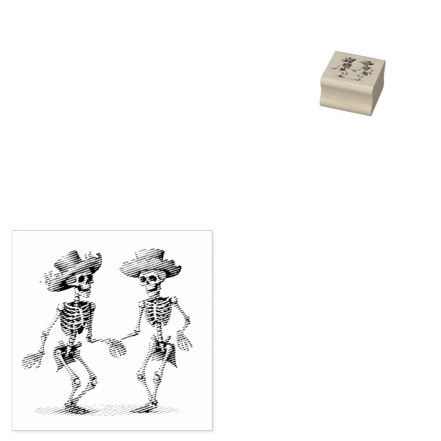 Dia de los Muertos tanzt männliche Skelette Gummistempel (Stempel)