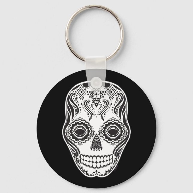 Dia de los Muertos That Girl Skull Schlüsselanhänger (Vorderseite)