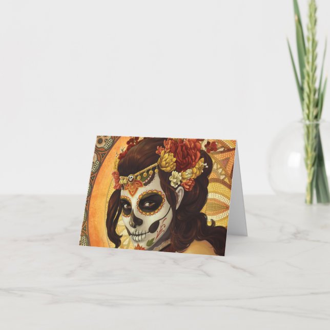 Dia De Los Muertos Throw Pillow Dankeskarte (Vorderseite)