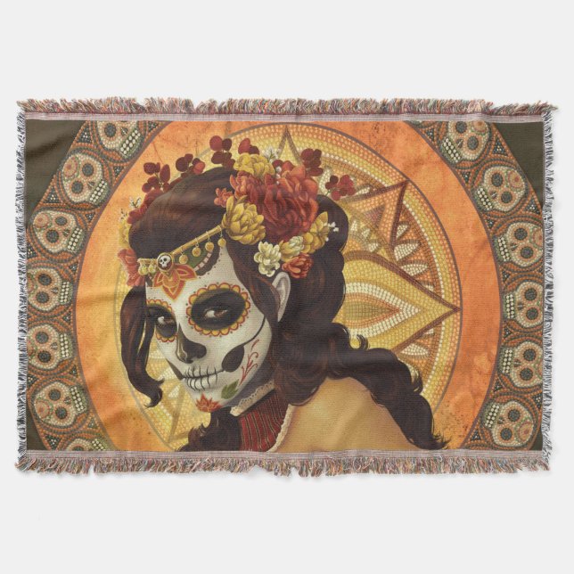 Dia De Los Muertos Throw Pillow Decke (Vorderseite)
