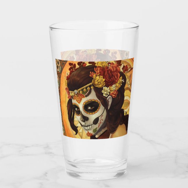Dia De Los Muertos Throw Pillow Glas (Vorderseite)