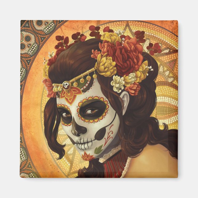 Dia De Los Muertos Throw Pillow Magnet (Vorne)