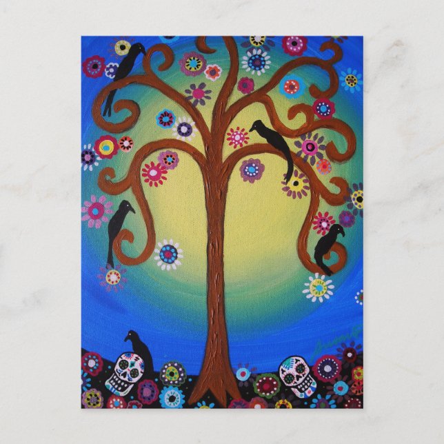 DIA DE LOS MUERTOS TREE POSTCARD POSTKARTE (Vorderseite)