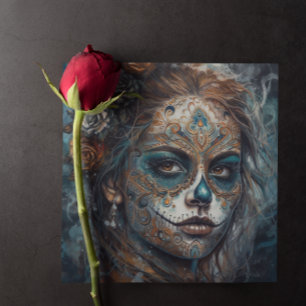Dia de los Muertos Türkisfarbene Gesichtsbemalung Einladung