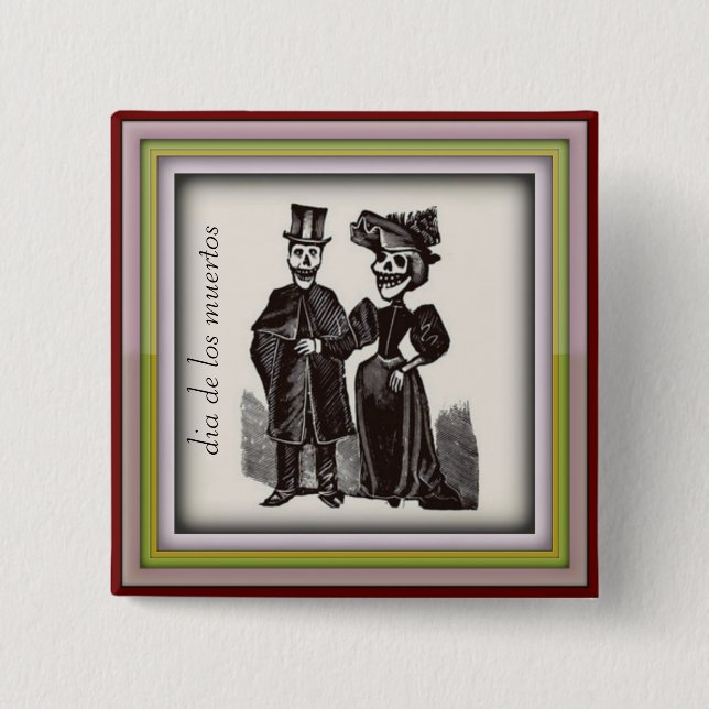 Dia de los Muertos Verheiratet Couple Button (Vorderseite)