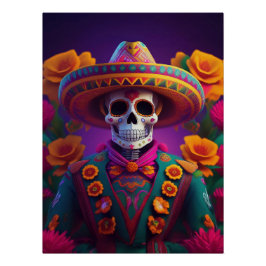 Día de los Muertos: Vibrant Sugar Skull Mariachi Poster