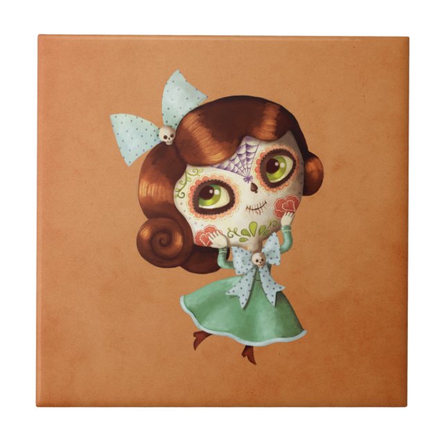 Dia de Los Muertos Vintag Doll Fliese (Vorderseite)