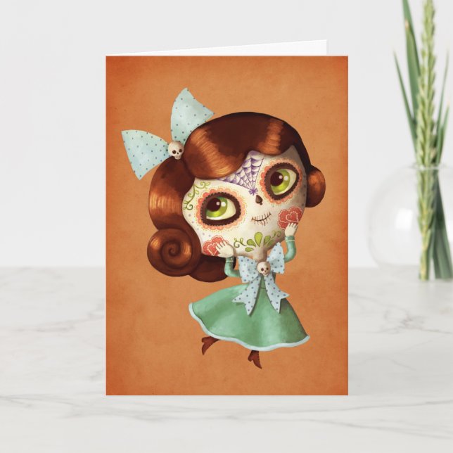 Dia de Los Muertos Vintag Doll Karte (Vorderseite)