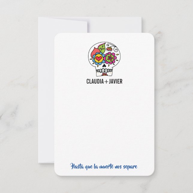 Dia De Los Muertos Wedding Danke-Card Dankeskarte (Vorderseite)