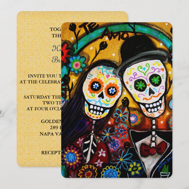 DIA DE LOS MUERTOS WEDDING EINLADUNG (Vorne/Hinten)