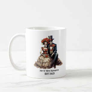 Dia de los Muertos Wedding Mr. und Mrs. Sugar Skul Kaffeetasse
