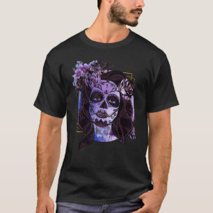 Dia de los Muertos Witchy Sugar Skull Frau T-Shirt