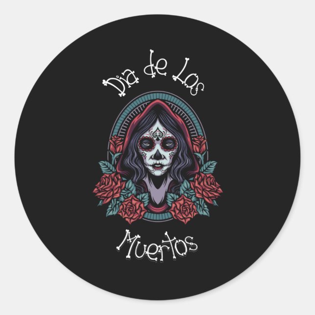 Dia de los Muertos - Zucker Candy Skull Runder Aufkleber (Vorderseite)