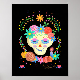 Día de los Muertos Zucker-Schädel-Kunstprint Poster