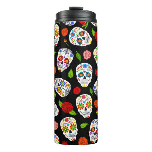 Dia de los Muertos: Zuckerschädel-Muster. Thermosbecher