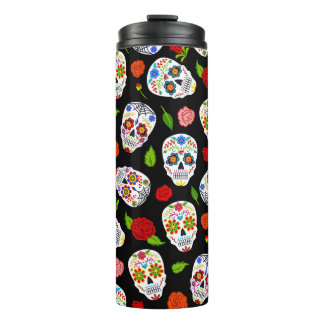Dia de los Muertos: Zuckerschädel-Muster. Thermosbecher