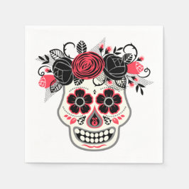 Dia de lost Muertos Sugar Skull mit Rose Serviette