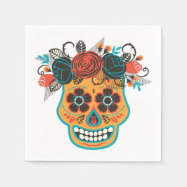 Dia de lost Muertos Sugar Skull mit Rose Serviette
