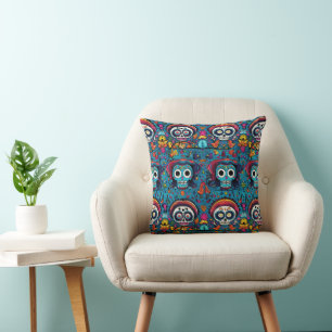 Dia de Muertos, Blauzucker-Schädel-Muster Kissen