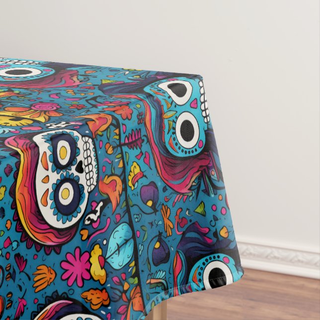 Dia de Muertos, Blauzucker-Schädel-Muster Tischdecke (Beispiel)