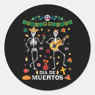 Dia De Muertos Dancing Skeleton Celebrate Hallowee Runder Aufkleber
