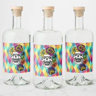 Dia de Muertos Day der toten Alkoholflaschenetikett