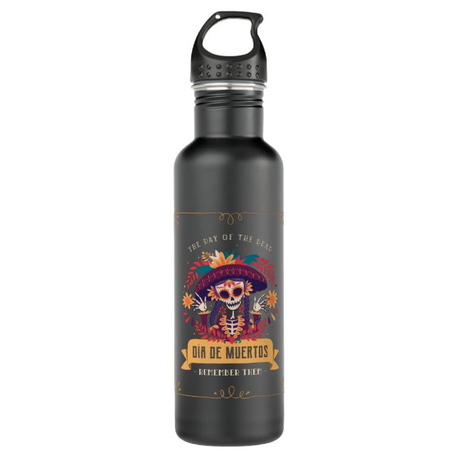 Dia de muertos day of the dead edelstahlflasche (Vorderseite)