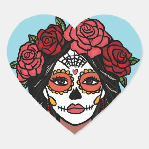 Día de Muertos Day of the Dead Heart Herz-Aufkleber