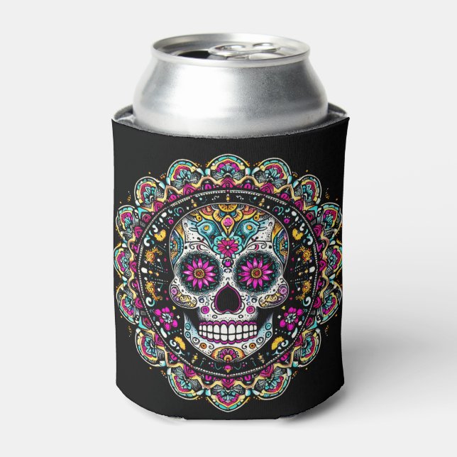 Día de Muertos Day of the Dead Mandala Halloween Dosenkühler (Kanne Vorderseite)