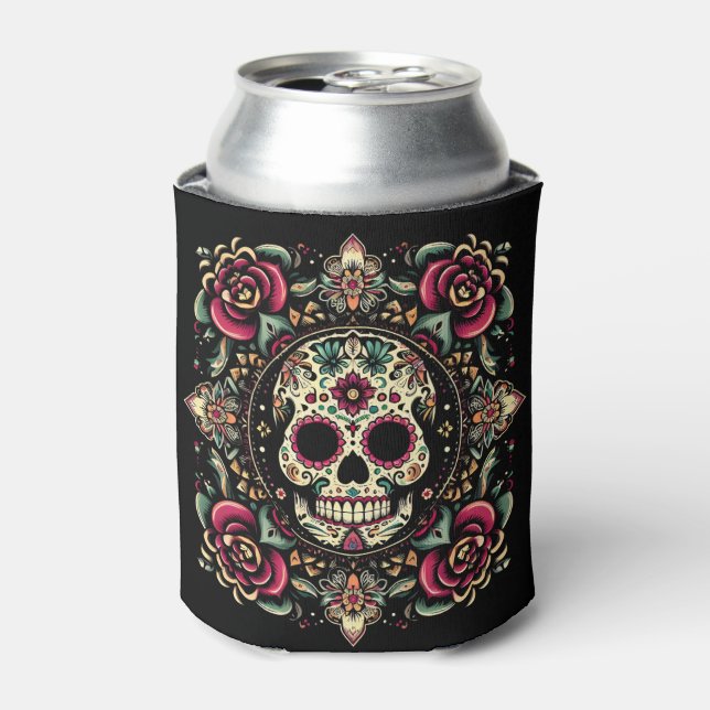 Día de Muertos Day of the Dead Mandala Halloween Dosenkühler (Kanne Vorderseite)