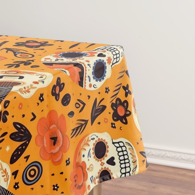 Dia de Muertos, Gitarren und Zuckerschädel orange Tischdecke (Beispiel)