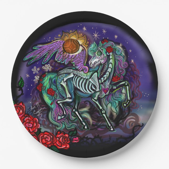 Día de Muertos Horse Pappteller (Vorderseite)