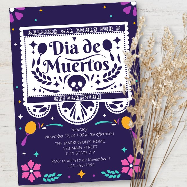 Dia De Muertos Simple Celebration Einladung (Von Creator hochgeladen)