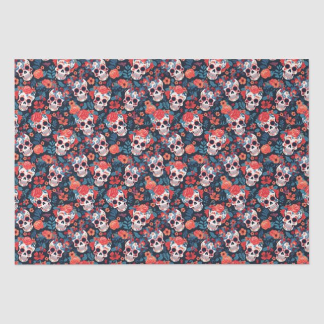💀 Día de Muertos, Zuckerschädel Seidenpapier (Vorderseite)