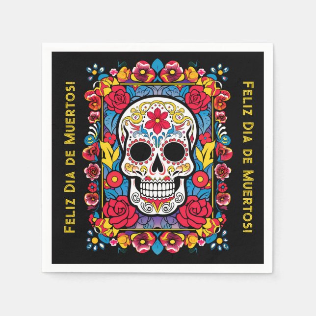 Dia de Muertos Zuckerschädel Serviette (Vorderseite)