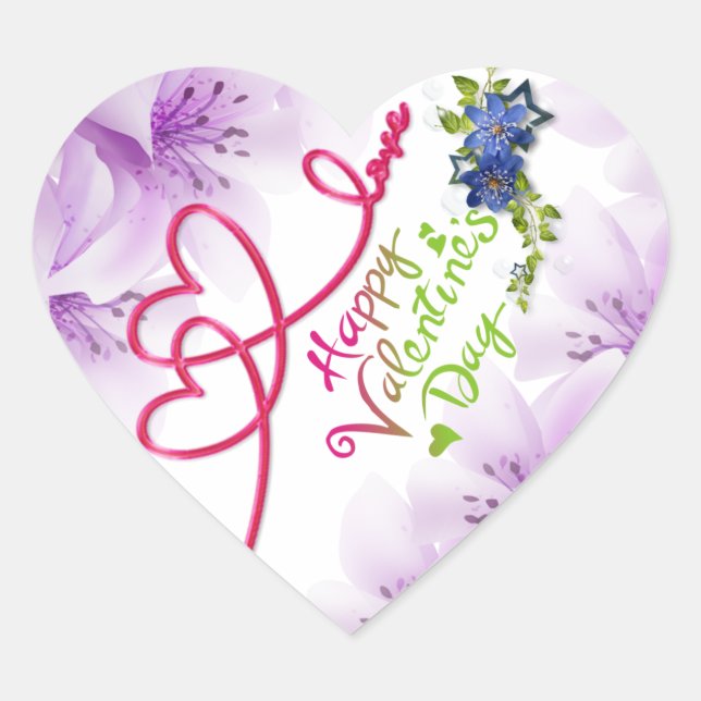 día de san Valentín flores lindas Herz-Aufkleber (Vorderseite)