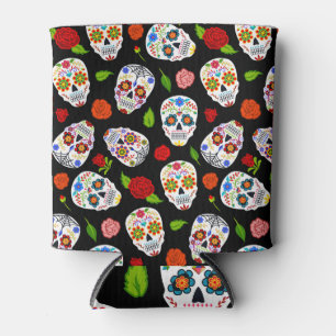 Dia Los Muertos: Zuckerschädel Muster. Dosenkühler
