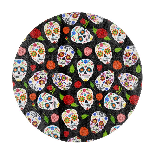 Dia Los Muertos: Zuckerschädel Muster. Schneidebrett (Vorderseite)