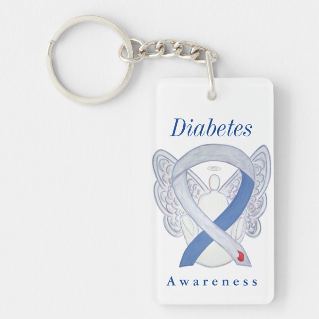 Diabetes Angel Bewusstsein Band Custom Schlüsselan Schlüsselanhänger (Vorderseite)
