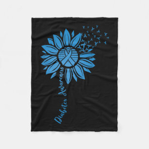 Diabetes-Aufklärungsmonat Sonnenblume Blaues Band  Fleecedecke